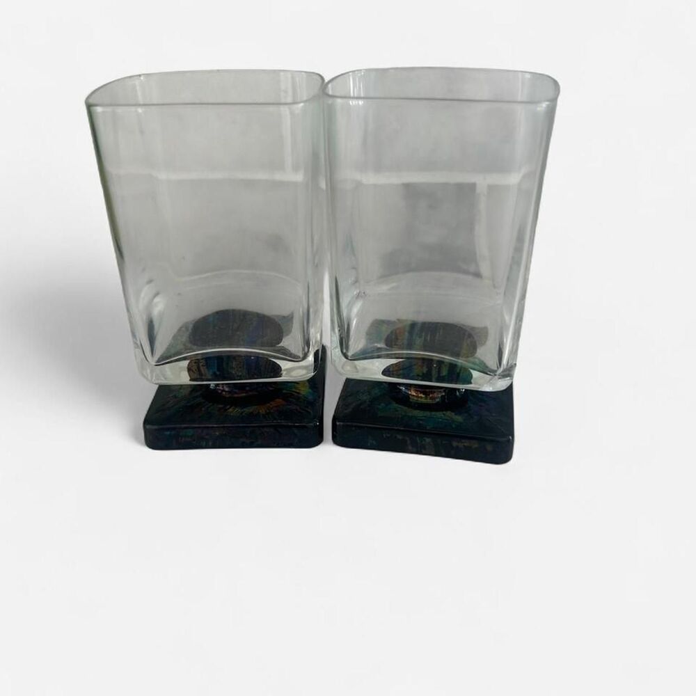 Set of Vintage Di Saronno Amaretto Square Footed Glasses